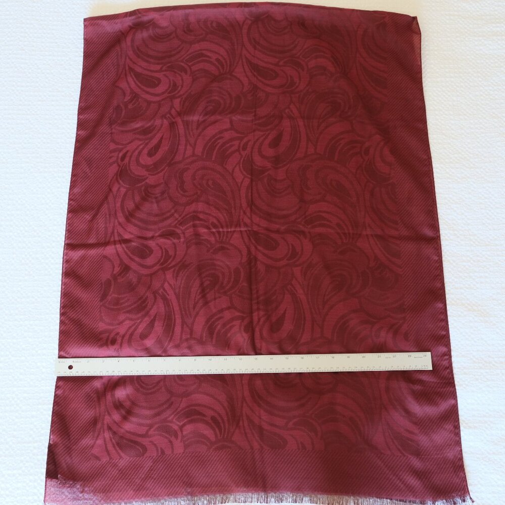 MISSONI Silk Wool Maroon Large Fringed Scarf - Picture 8 of 8